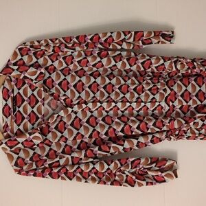 Iman 60's Boho Retro Pattern Stretchy Jumpsuit Waist Tie Waist Size Large